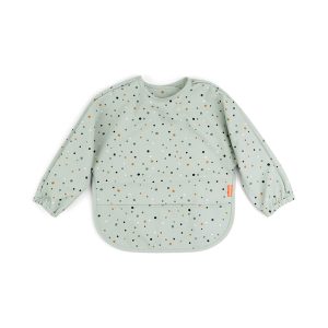 Babero con bolsillo recoge migas con mangas Happy dots Verde – DONE BY DEER