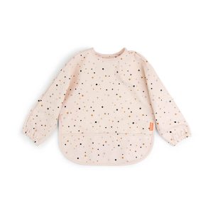 Babero con bolsillo recoge migas con mangas Happy dots Rosa impermeable – DONE BY DEER