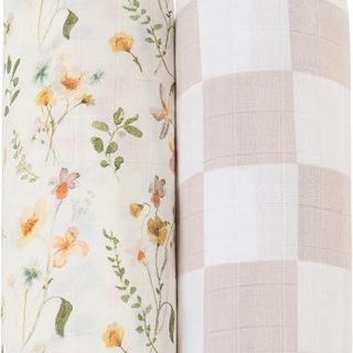 LifeTree Mantas Muselina Bebé, Súper Suave Mantas Envolventes de Muselina, Bambú Algodón Manta Verano Bebe 120×120 cm, Pack de 2